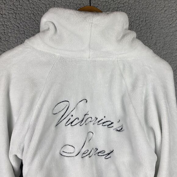 Victoria's Secret Plush Bath Robe White Size ML Medium Large Plush Mid Length - Picture 10 of 14